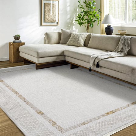 Vizon Kahve Dijital Baskı Salon Halısı Kaymaz Taban Modern Bordürlü