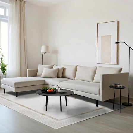 Vizon Kahve Dijital Baskı Salon Halısı Kaymaz Taban Modern Bordürlü