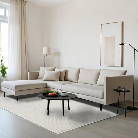 Krem Geometrik Desenli Dijital Baskı Salon Halısı Modern Koridor Pamuk-Polyester