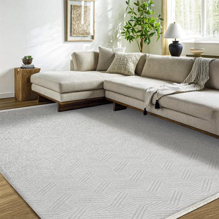 Geometrik Desenli Modern Gri Salon Halısı Kaymaz Tabanlı İskandinav Koridor Halısı
