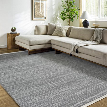 Antrasit Gri Soyut Desenli Kaymaz Taban Salon Halısı Modern Koridor Dijital Baskı