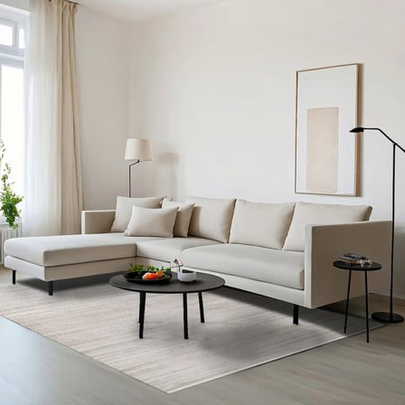 Ekru Çizgili Modern Salon Halısı Kaymaz Tabanlı Dijital Baskı Koridor Uyumlu