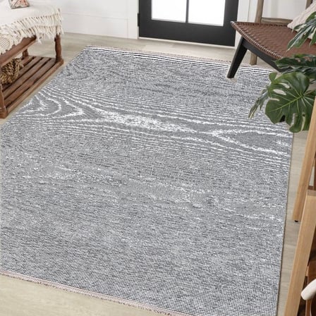 Gri Soyut Modern Salon Halısı Kaymaz Tabanlı Dijital Baskı Koridor Uyumlu