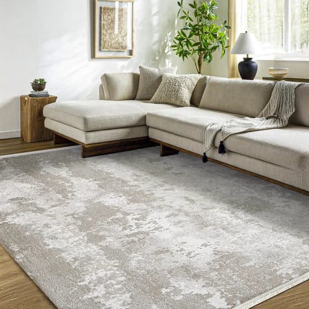 Ekru Soyut Desenli Modern Dijital Baskı Salon Halısı Kaymaz Tabanlı Koridor Uyumlu