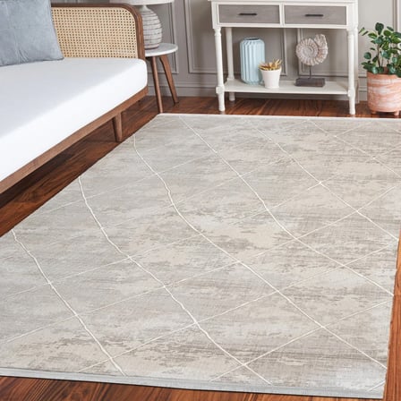 Gri Geometrik Modern Salon Halısı Kaymaz Tabanlı Dijital Baskı Koridor