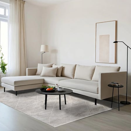 Gri Geometrik Modern Salon Halısı Kaymaz Tabanlı Dijital Baskı Koridor