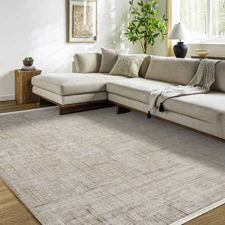 Bej Halı Geometrik Desenli Modern Salon Halısı Kaymaz Tabanlı Dijital Baskı