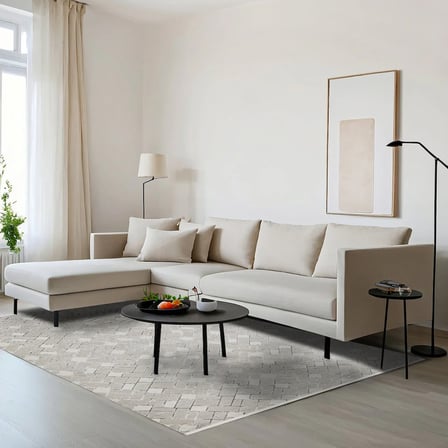 Geometrik Desenli Modern Gri Salon Halısı Kaymaz Taban Dijital Baskı