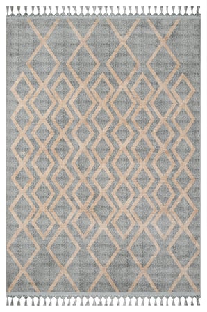 Gri Modern Geometrik Dokulu Salon Halısı Koridor Yatak Odası