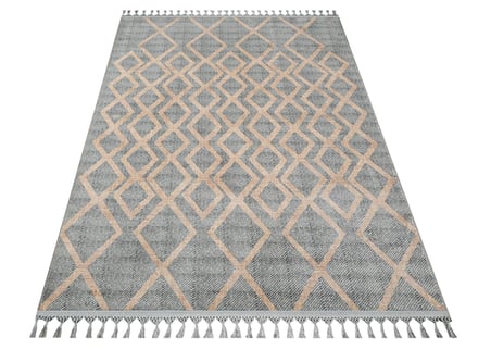 Gri Modern Geometrik Dokulu Salon Halısı Koridor Yatak Odası