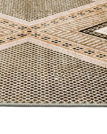 Bej Geometrik Desenli Bohem Salon Halısı Dokuma Model Koridor