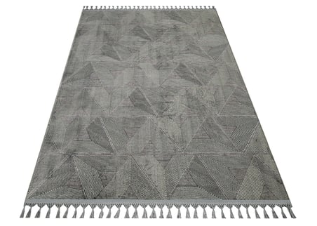 Gri Geometrik Desenli Modern Salon Halısı Koridor Yatak Odası İçin Makine Dokuma