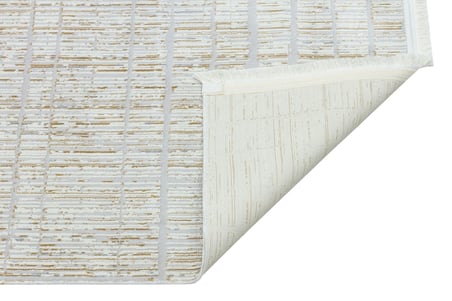 Outlet - Bej Krem Kareli Dokulu Geometrik Minimalist Modern Salon Halısı Makine Dokuma