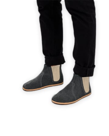 Outlet - Barefoot Chelsea Erkek Nubuk Füme Botlar Siyah