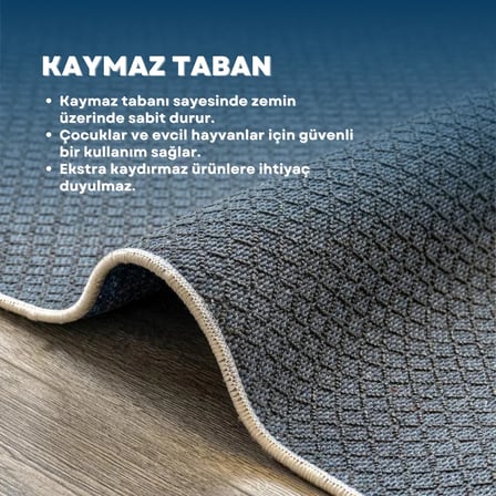 Outlet - Bej Vizon Eskitme Efektli Vintage Görünümlü Klasik Kaymaz Taban Salon Halısı Dijital Baskı