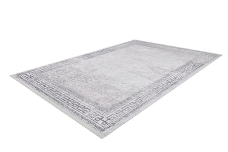 Outlet - Gri Bordürlü Vintage Modern Kaymaz Taban Makinede Yıkanabilir Salon Halısı Dijital Baskı