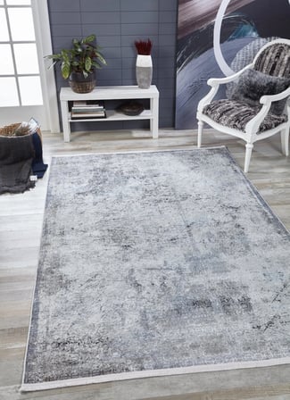 Outlet - Gri Soyut Leke Desenli Modern Kaymaz Taban Salon Halısı Dijital Baskı
