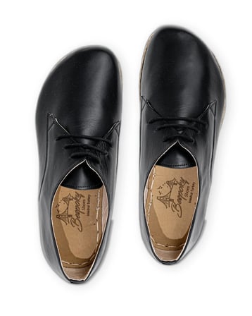 Outlet - El İşçiliğiyle Tamamlanmış, Hakiki Deri, Barefoot Oxford Ayakkabıları Siyah