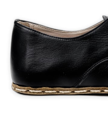 Outlet - El İşçiliğiyle Tamamlanmış, Hakiki Deri, Barefoot Oxford Ayakkabıları Siyah