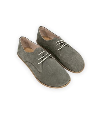 Outlet - Kadınlar için Hakiki Deriden Bağcıklı Barefoot Oxford Ayakkabı Yeşil