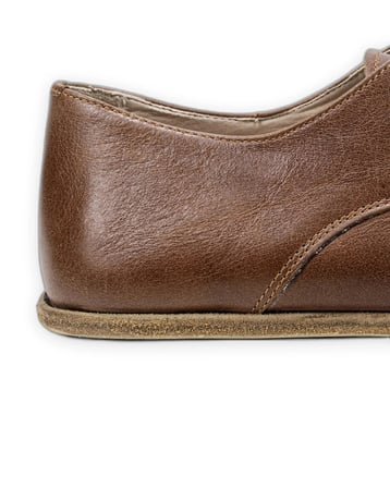 Outlet - Erkekler için Tam Deri Oxford Ayakkabı - Sıfır Topuk Yüksekliği, Barefoot Kahverengi