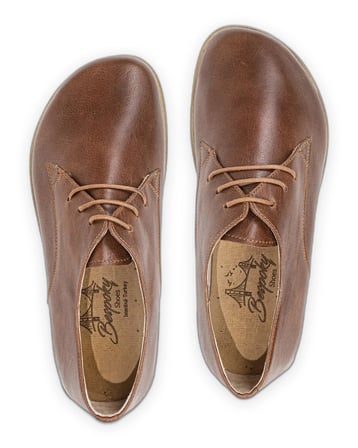 Outlet - Erkekler için Tam Deri Oxford Ayakkabı - Sıfır Topuk Yüksekliği, Barefoot Kahverengi