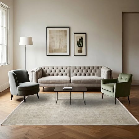 Outlet - Bej Krem Desensiz Melanje Modern Kaymaz Taban Salon Halısı Dijital Baskı
