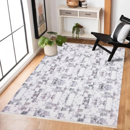 Beyaz Soyut Modern Salon Halısı Dijital Baskı Kaymaz Taban Koridor