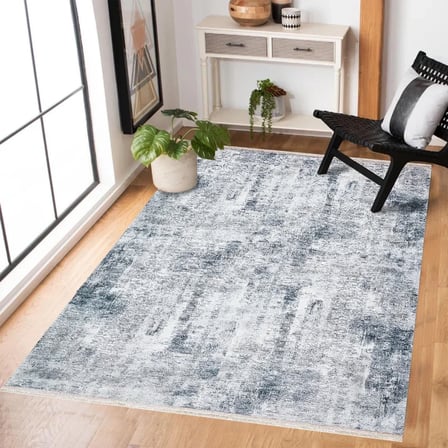 Gri Soyut Desenli Modern Salon Halısı Dijital Baskı Koridor Vintage