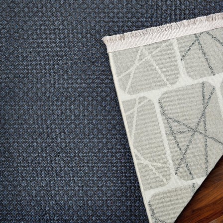 Gri Geometrik Modern Salon Halısı Kaymaz Taban Koridor İskandinav