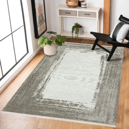 Gri Soyut Modern Salon Halısı Dijital Baskı Kaymaz Taban Koridor