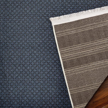 Vizon Kahve Geometrik Desenli Modern Salon Halısı Kaymaz Koridor