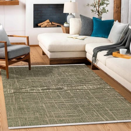 Krem Soyut Desenli Kaymaz Taban Dijital Baskı Halı Salon Koridor