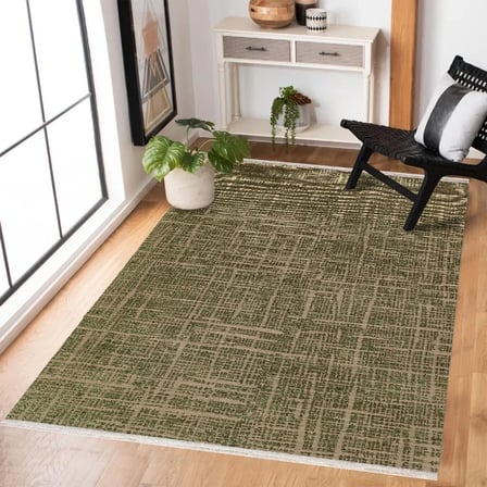 Krem Soyut Desenli Kaymaz Taban Dijital Baskı Halı Salon Koridor