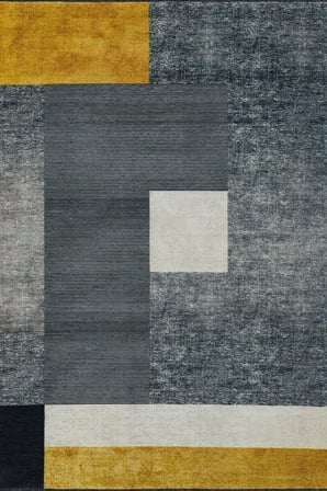 Dijital Baskı Antrasit Gri Geometrik Modern Salon Halısı Koridor
