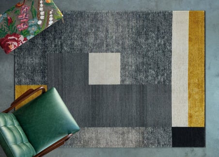 Dijital Baskı Antrasit Gri Geometrik Modern Salon Halısı Koridor