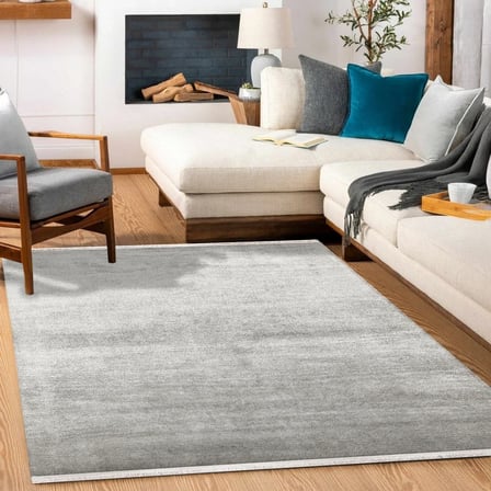 Gri Soyut Desenli Kaymaz Tabanlı Modern Salon Halısı Koridor