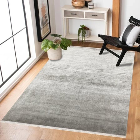 Gri Soyut Desenli Kaymaz Tabanlı Modern Salon Halısı Koridor