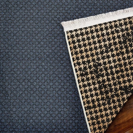Siyah Geometrik Desenli Modern Salon Halısı Dijital Baskı Koridor