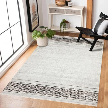 Gri Salon Halısı Geometrik Desenli Kaymaz Tabanlı Koridor Etnik Modern Stil