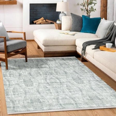 Gri Soyut Modern Salon Halısı Dijital Baskı Kaymaz Taban Koridor