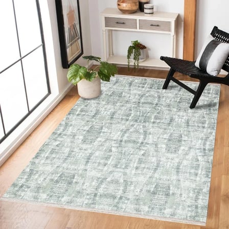 Gri Soyut Modern Salon Halısı Dijital Baskı Kaymaz Taban Koridor