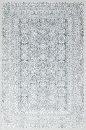 Gri Salon Halısı Modern Madalyon Desenli Kaymaz Taban Koridor