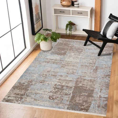 Gri Soyut Modern Salon Halısı Kaymaz Tabanda Dijital Baskı Koridor