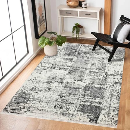 Gri Soyut Modern Salon Halısı Dijital Baskı Kaymaz Taban Koridor