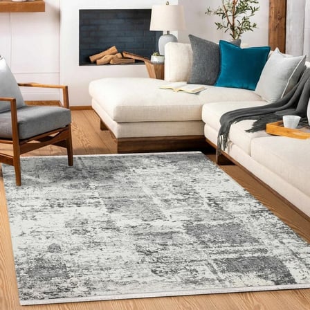 Gri Soyut Modern Salon Halısı Dijital Baskı Kaymaz Taban Koridor