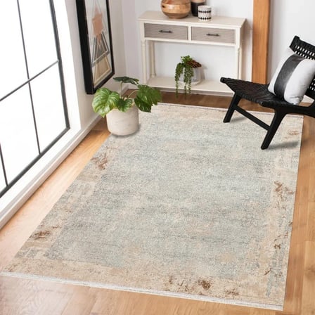 Bej Eskitme Halı Modern Soyut Salon Halısı Kaymaz Taban Koridor