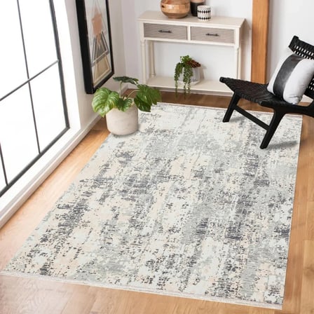 Gri Soyut Desenli Kaymaz Taban Salon Halısı Dijital Baskı Koridor Tipi