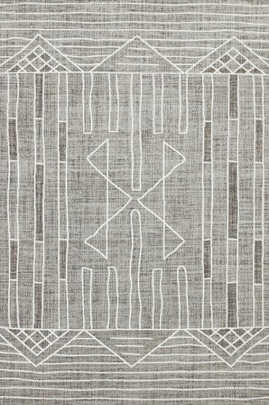 Gri Geometrik Desenli Kaymaz Taban Salon Halısı Koridor Modern