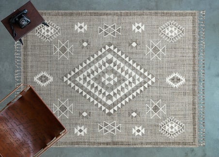 Antrasit Gri Geometrik Desenli Kaymaz Taban Halı Koridor Salon